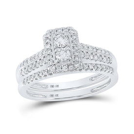 Eternal Love 10kt White Gold Diamond Bridal Wedding Ring Band Set - Alternate view 1 from Splendid Jewellery
