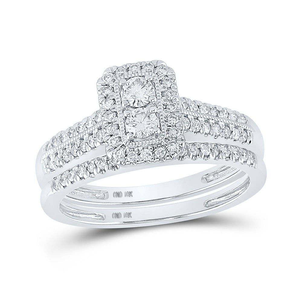 Wedding Collection | 10kt White Gold Round Diamond Bridal Wedding Ring Band Set 1/2 Cttw | Splendid Jewellery GND