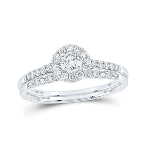 Wedding Collection | 10kt White Gold Round Diamond Bridal Wedding Ring Band Set 1/2 Cttw | Splendid Jewellery GND