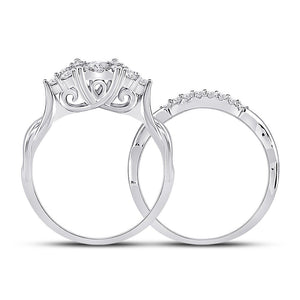 Wedding Collection | 10kt White Gold Round Diamond Bridal Wedding Ring Band Set 1/2 Cttw | Splendid Jewellery GND