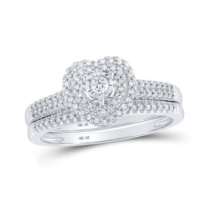 Wedding Collection | 10kt White Gold Round Diamond Bridal Wedding Ring Band Set 1/3 Cttw | Splendid Jewellery GND
