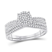 Load image into Gallery viewer, Radiant Love: 10kt White Gold Round Diamond Bridal Wedding Ring Band Set 1/3 Cttw - Alternate view 1 from Splendid Jewellery