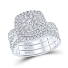 Eternal Brilliance: 10kt White Gold Round Diamond Bridal Wedding Ring Band Set - Alternate view 1 from Splendid Jewellery