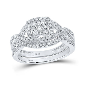 Wedding Collection | 10kt White Gold Round Diamond Bridal Wedding Ring Band Set 5/8 Cttw | Splendid Jewellery GND