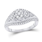 Captivating Love Story 10kt White Gold Round Diamond Cluster 3-stone Bridal Wedding Engagement Ring - Alternate view 1 from Splendid Jewellery