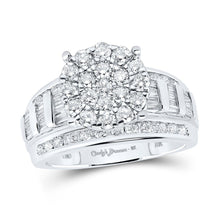 Load image into Gallery viewer, Dazzling Brilliance: 10kt White Gold Round Diamond Cluster Bridal Wedding Engagement Ring 1-1/2 Cttw - Alternate view 1 from Splendid Jewellery