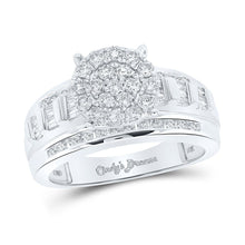 Load image into Gallery viewer, The Dazzling Love Affair | 10kt White Gold Round Diamond Cluster Bridal Wedding Engagement Ring 1 Cttw - Alternate view 1 from Splendid Jewellery