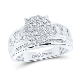 The Dazzling Love Affair | 10kt White Gold Round Diamond Cluster Bridal Wedding Engagement Ring 1 Cttw - Alternate view 1 from Splendid Jewellery