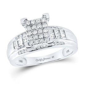 Captivating Brilliance: 10kt White Gold Diamond Cluster Bridal Wedding Engagement Ring - Alternate view 1 from Splendid Jewellery