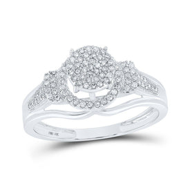 Radiant Love 10kt White Gold Round Diamond Cluster Bridal Wedding Engagement Ring - Alternate view 1 from Splendid Jewellery