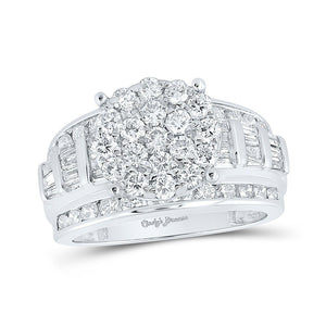 Wedding Collection | 10kt White Gold Round Diamond Cluster Bridal Wedding Engagement Ring 2 Cttw | Splendid Jewellery GND