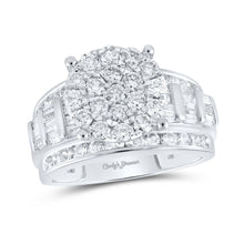 Load image into Gallery viewer, Dazzling Diamond Delight: 10kt White Gold Round Diamond Cluster Bridal Wedding Engagement Ring 2 Cttw - Alternate view 1 from Splendid Jewellery