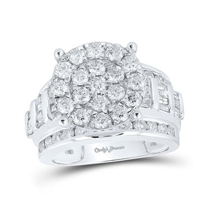 Wedding Collection | 10kt White Gold Round Diamond Cluster Bridal Wedding Engagement Ring 3 Cttw | Splendid Jewellery GND