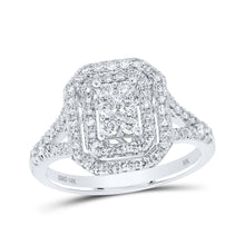 Load image into Gallery viewer, Sparkling Love Affair | 10kt White Gold Round Diamond Cluster Bridal Wedding Engagement Ring 3/4 Cttw | Splendid Jewellery - Alternate view 1 from Splendid Jewellery