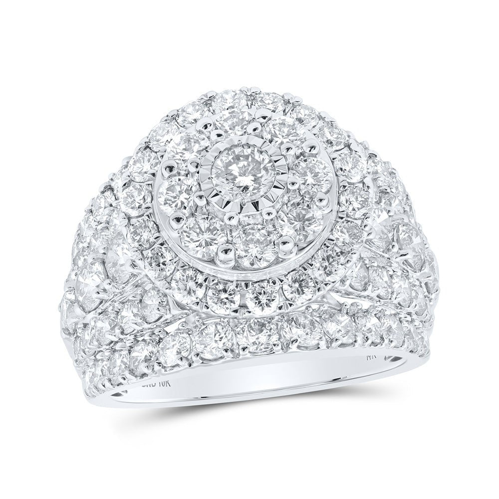 Wedding Collection | 10kt White Gold Round Diamond Cluster Bridal Wedding Engagement Ring 4 Cttw | Splendid Jewellery GND