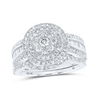 Captivating Brilliance: 10kt White Gold Round Diamond Cluster Bridal Wedding Ring Band Set 1-1/4 Cttw - Alternate view 1 from Splendid Jewellery