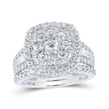 Load image into Gallery viewer, Dazzling Brilliance: 10kt White Gold Round Diamond Cluster Bridal Wedding Ring Band Set 1-7/8 Cttw - Alternate view 1 from Splendid Jewellery