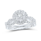 Radiant Elegance: 10kt White Gold Diamond Cluster Bridal Wedding Ring Band Set - Alternate view 1 from Splendid Jewellery