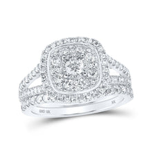 Load image into Gallery viewer, Sparkling Love: 10kt White Gold Diamond Cluster Bridal Wedding Ring Set - Alternate view 1 from Splendid Jewellery