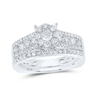 Dazzling Brilliance | 10kt White Gold Diamond Cluster Bridal Wedding Ring Band Set 1 Cttw - Alternate view 1 from Splendid Jewellery