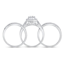 Load image into Gallery viewer, Radiant Love: 10kt White Gold Diamond Cluster Wedding Ring Band Set 1/2 Cttw - Alternate view 3 from Splendid Jewellery