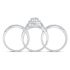 Radiant Love: 10kt White Gold Diamond Cluster Wedding Ring Band Set 1/2 Cttw - Alternate view 3 from Splendid Jewellery
