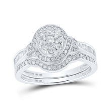 Load image into Gallery viewer, Captivating Love's Embrace 10kt White Gold Diamond Cluster Wedding Ring Set - Alternate view 1 from Splendid Jewellery