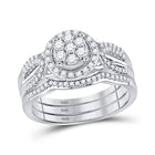 Radiant Love: 10kt White Gold Diamond Cluster Wedding Ring Band Set 1/2 Cttw - Alternate view 1 from Splendid Jewellery