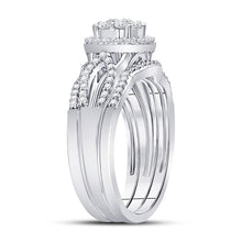 Load image into Gallery viewer, Radiant Love: 10kt White Gold Diamond Cluster Wedding Ring Band Set 1/2 Cttw - Alternate view 2 from Splendid Jewellery