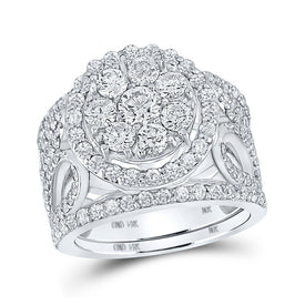 Eternal Love Diamond Cluster Bridal Wedding Ring Band Set - Alternate view 1 from Splendid Jewellery
