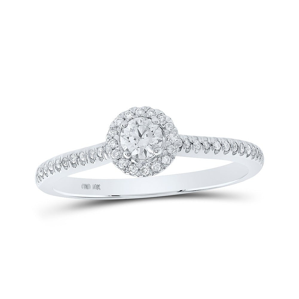 Wedding Collection | 10kt White Gold Round Diamond Halo Bridal Wedding Engagement Ring 1/3 Cttw | Splendid Jewellery GND