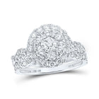 Captivating Brilliance: 10kt White Gold Round Diamond Halo Bridal Wedding Ring Band Set - Alternate view 1 from Splendid Jewellery