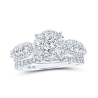 Captivating Love Story | 10kt White Gold Round Diamond Halo Bridal Wedding Ring Band Set - Alternate view 1 from Splendid Jewellery