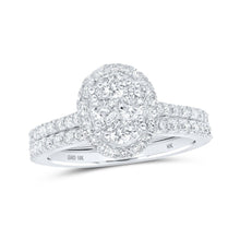 Load image into Gallery viewer, Eternal Brilliance: 10kt White Gold Round Diamond Halo Bridal Wedding Ring Band Set - Alternate view 1 from Splendid Jewellery