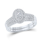 Splendid Jewellery 10kt White Gold Diamond Halo Bridal Wedding Ring Set - Alternate view 1 from Splendid Jewellery