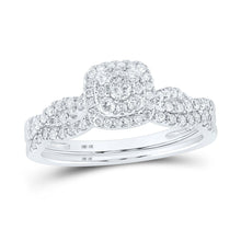 Load image into Gallery viewer, Captivating Brilliance | 10kt White Gold Round Diamond Halo Bridal Wedding Ring Band Set 1/2 Cttw | Splendid Jewellery - Alternate view 1 from Splendid Jewellery