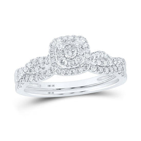 Captivating Brilliance | 10kt White Gold Round Diamond Halo Bridal Wedding Ring Band Set 1/2 Cttw | Splendid Jewellery - Alternate view 1 from Splendid Jewellery