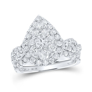 Wedding Collection | 10kt White Gold Round Diamond Halo Bridal Wedding Ring Band Set 2 Cttw | Splendid Jewellery GND