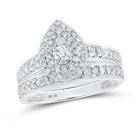 Glistening Love | 10kt White Gold Sparkling Diamond Halo Bridal Wedding Ring Band Set 3/4 Cttw - Alternate view 1 from Splendid Jewellery