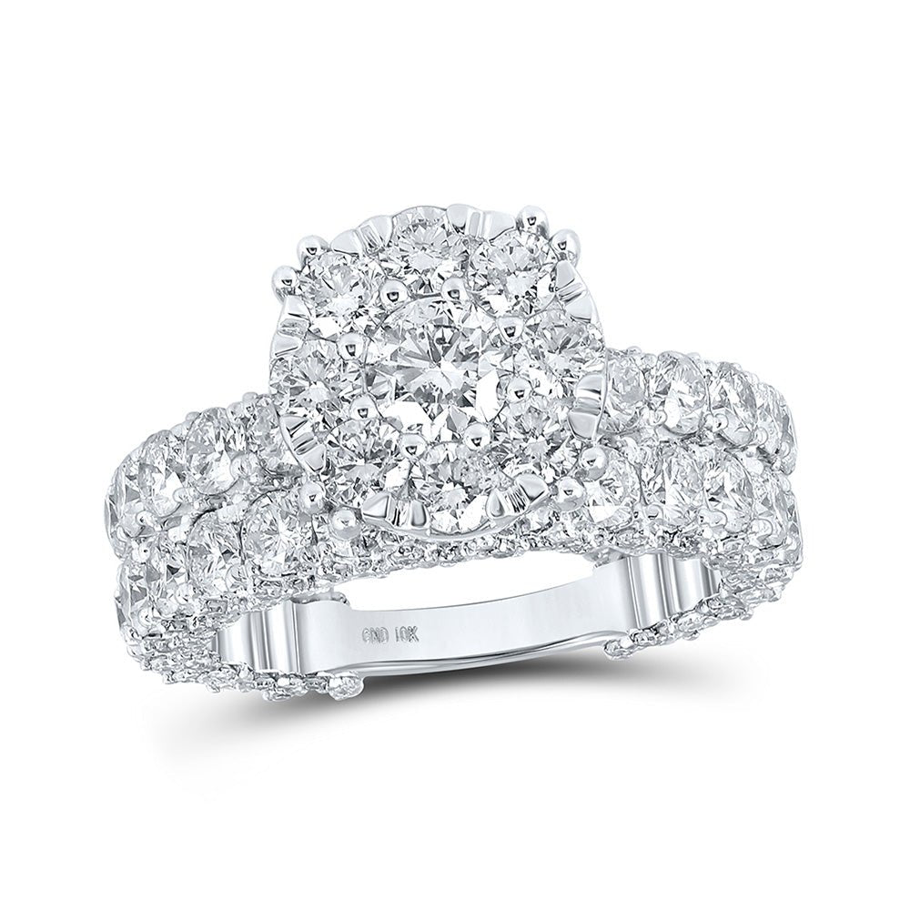 Wedding Collection | 10kt White Gold Round Diamond Halo Bridal Wedding Ring Band Set 5-7/8 Cttw | Splendid Jewellery GND