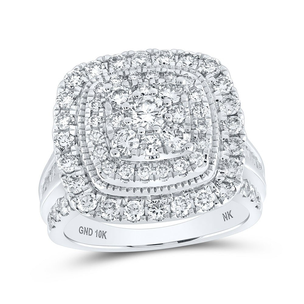 Wedding Collection | 10kt White Gold Round Diamond Halo Square Bridal Wedding Engagement Ring 2 Cttw | Splendid Jewellery GND