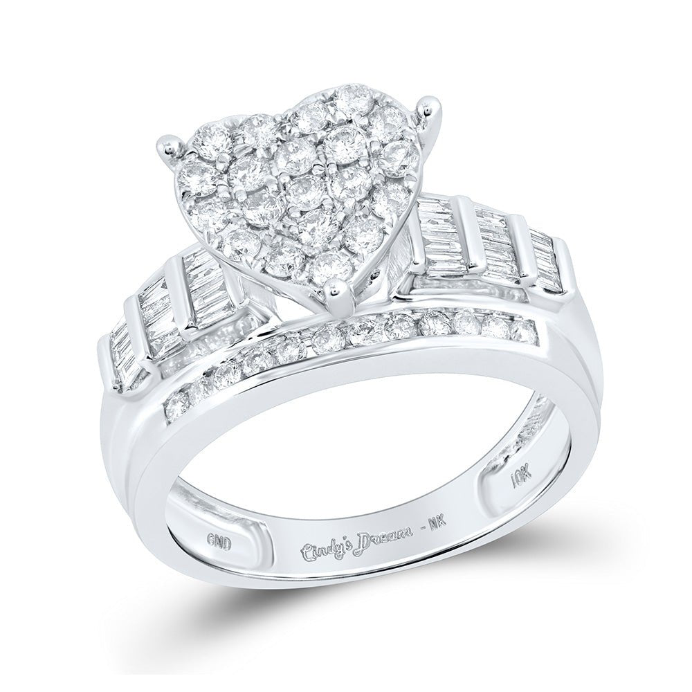 Wedding Collection | 10kt White Gold Round Diamond Heart Bridal Wedding Engagement Ring 1 Cttw | Splendid Jewellery GND