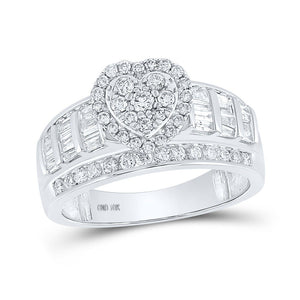 Wedding Collection | 10kt White Gold Round Diamond Heart Bridal Wedding Engagement Ring 1 Cttw | Splendid Jewellery GND