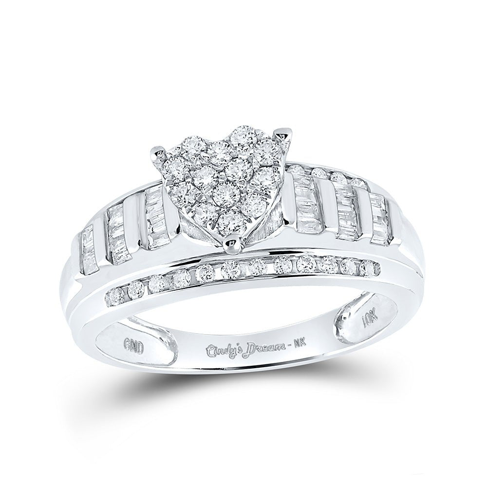 Wedding Collection | 10kt White Gold Round Diamond Heart Bridal Wedding Engagement Ring 1/2 Cttw | Splendid Jewellery GND
