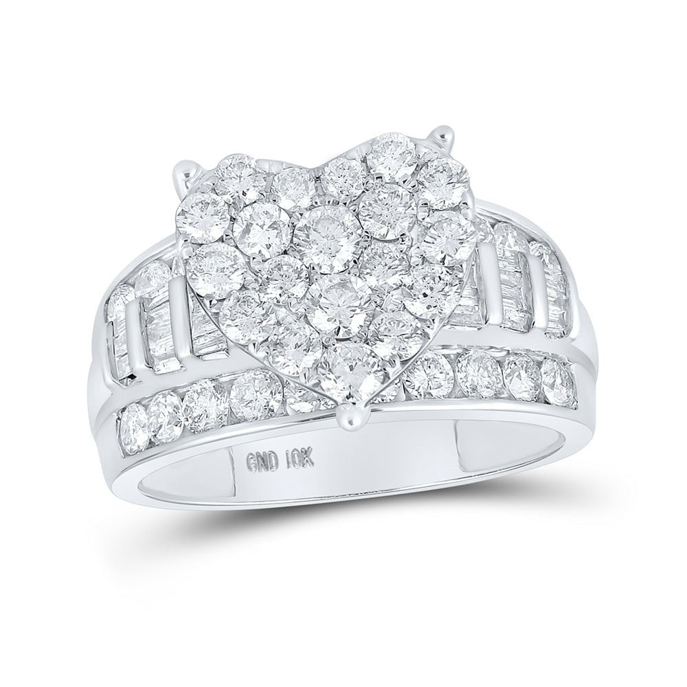 Wedding Collection | 10kt White Gold Round Diamond Heart Bridal Wedding Engagement Ring 2 Cttw | Splendid Jewellery GND