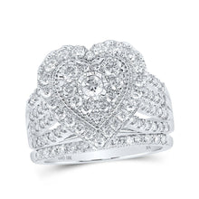 Load image into Gallery viewer, Heart&#39;s Desire Diamond Wedding Ring Band Set - Alternate view 1 from Splendid Jewellery