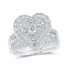 Load image into Gallery viewer, Radiant Love: 10kt White Gold Diamond Heart Bridal Wedding Ring Band Set - Alternate view 1 from Splendid Jewellery