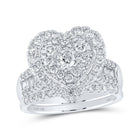 Radiant Love: 10kt White Gold Diamond Heart Bridal Wedding Ring Band Set - Alternate view 1 from Splendid Jewellery
