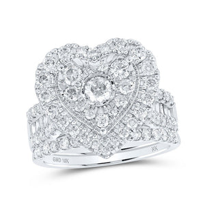 Wedding Collection | 10kt White Gold Round Diamond Heart Bridal Wedding Ring Band Set 2 Cttw | Splendid Jewellery GND