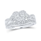 Romantic Love Story 10kt White Gold Diamond Heart Bridal Wedding Ring Set - Alternate view 1 from Splendid Jewellery